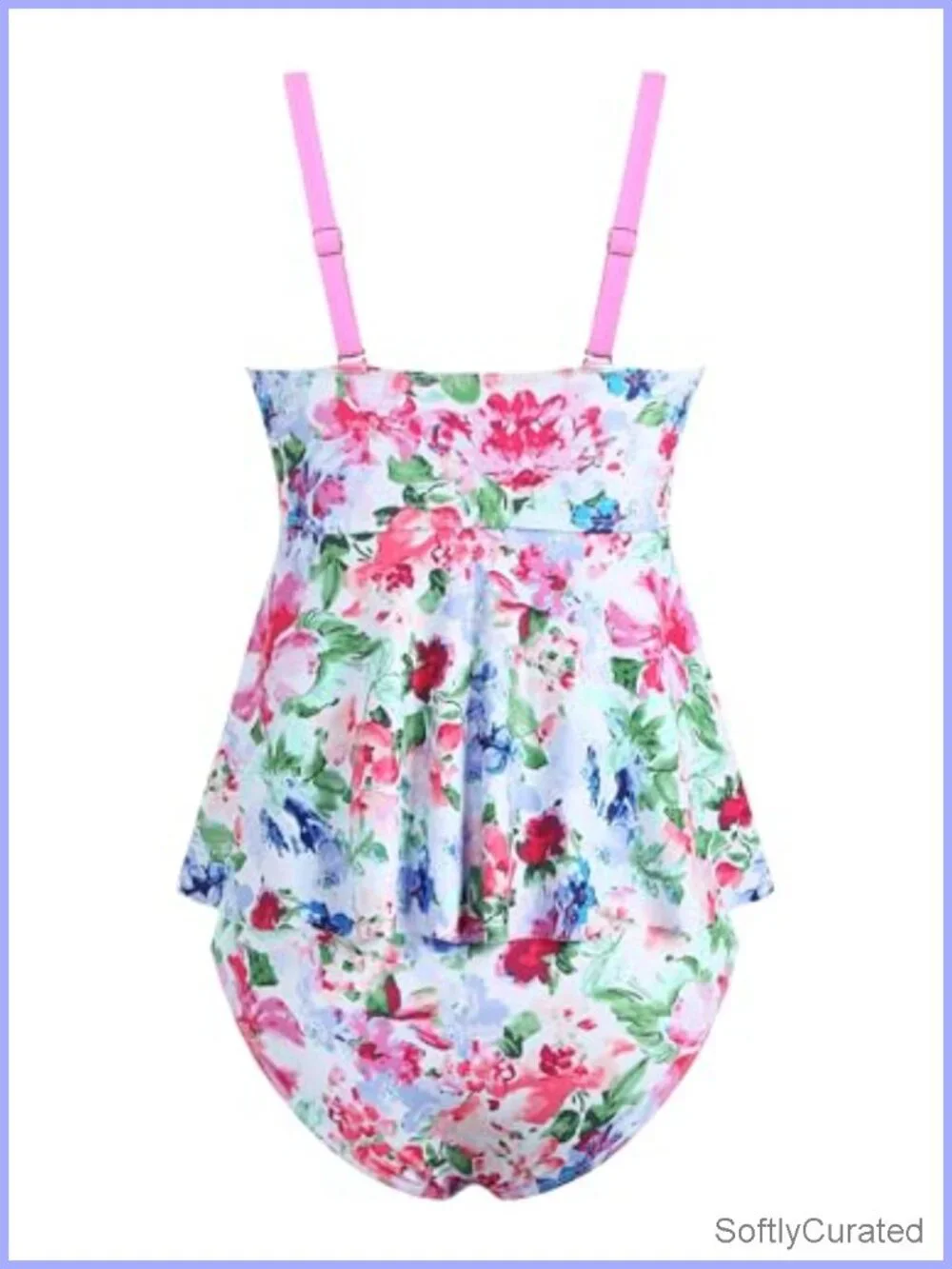 Ruffle Push Up Tankini Top with Ruched Tummy Control Bottom
